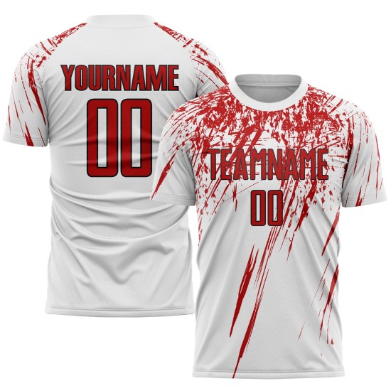 Sublimationstrikot Uniform Rot-Schwarz Custom Weiß Fußball Sublimationstrikot Uniform Rot-Schwarz Custom Weiß Fußball