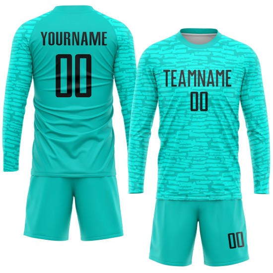 Aqua Jersey Schwarz Fußball Uniform Sublimation Custom Aqua Jersey Schwarz Fußball Uniform Sublimation Custom
