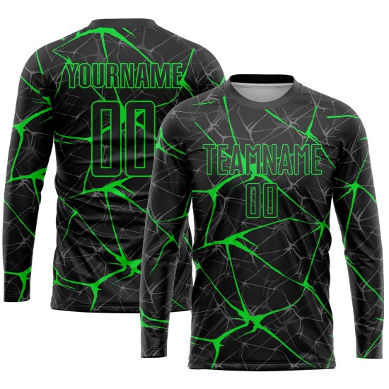 Sublimation Fußball Neon Custom Jersey Schwarz Uniform Grün Sublimation Fußball Neon Custom Jersey Schwarz Uniform Grün