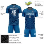 Sublimation Custom Weiß-Schwarz Fußball Uniform Blau Jersey Sublimation Custom Weiß-Schwarz Fußball Uniform Blau Jersey