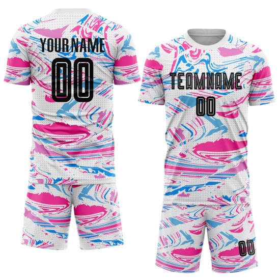 Fußballuniform Figur Custom Jersey Sublimation Schwarz-Pink Fußballuniform Figur Custom Jersey Sublimation Schwarz-Pink