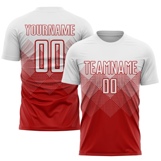 Sublimationstrikot Uniform Weiß Fußball Custom Rot Sublimationstrikot Uniform Weiß Fußball Custom Rot