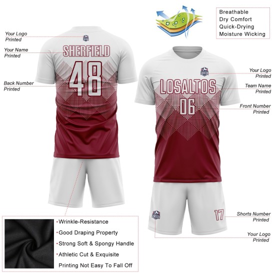 Benutzerdefinierte Uniform Crimson Sublimation Fußballtrikot Weiß Benutzerdefinierte Uniform Crimson Sublimation Fußballtrikot Weiß