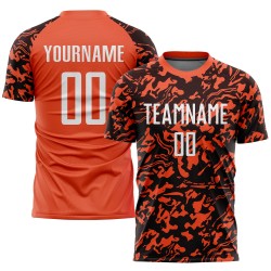 Sublimation Orange Custom Uniform Trikot Fußball Weiß-Schwarz Sublimation Orange Custom Uniform Trikot Fußball Weiß-Schwarz