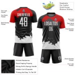 Uniform Custom Weiß-Rot Fußball Sublimation Schwarz Trikot Uniform Custom Weiß-Rot Fußball Sublimation Schwarz Trikot