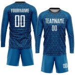 Sublimation Custom Weiß-Schwarz Fußball Uniform Blau Jersey Sublimation Custom Weiß-Schwarz Fußball Uniform Blau Jersey