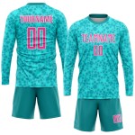 Fußballuniform Sublimationstrikot Benutzerdefiniertes Rosa-Weiß-Aqua Fußballuniform Sublimationstrikot Benutzerdefiniertes Rosa-Weiß-Aqua