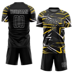 Sublimation Schwarz-Gold Custom Schwarzes Fußballtrikot Sublimation Schwarz-Gold Custom Schwarzes Fußballtrikot