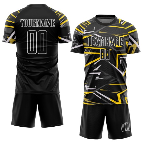 Sublimation Schwarz-Gold Custom Schwarzes Fußballtrikot Sublimation Schwarz-Gold Custom Schwarzes Fußballtrikot