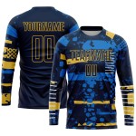 Trikot Navy-Gold Benutzerdefinierte Sublimation Fußballuniform Navy Trikot Navy-Gold Benutzerdefinierte Sublimation Fußballuniform Navy