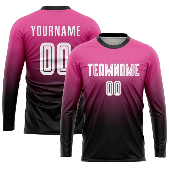 Fußballuniform Weiß-Schwarz Rosa Fashion Fade Sublimation Custom Jersey Fußballuniform Weiß-Schwarz Rosa Fashion Fade Sublimation Custom Jersey