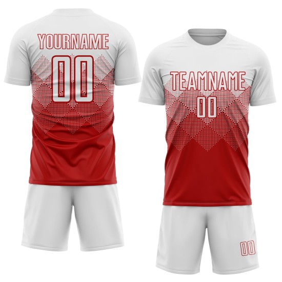 Sublimationstrikot Uniform Weiß Fußball Custom Rot Sublimationstrikot Uniform Weiß Fußball Custom Rot
