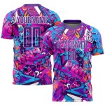 Uniform Graffiti Trikot Sublimation Lila-Weiß Benutzerdefiniertes Fußballmuster Uniform Graffiti Trikot Sublimation Lila-Weiß Benutzerdefiniertes Fußballmuster