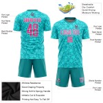 Fußballuniform Sublimationstrikot Benutzerdefiniertes Rosa-Weiß-Aqua Fußballuniform Sublimationstrikot Benutzerdefiniertes Rosa-Weiß-Aqua