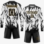 Gold Schwarz-Alt Weiß Custom Fußball Sublimation Jersey Uniform Gold Schwarz-Alt Weiß Custom Fußball Sublimation Jersey Uniform
