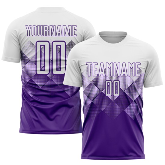 Weiße Uniform Sublimation Fußball Lila Custom Jersey Weiße Uniform Sublimation Fußball Lila Custom Jersey