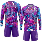 Uniform Graffiti Trikot Sublimation Lila-Weiß Benutzerdefiniertes Fußballmuster Uniform Graffiti Trikot Sublimation Lila-Weiß Benutzerdefiniertes Fußballmuster