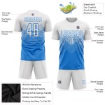 Weißes Pulver Fußball Custom Sublimation Uniform Blaues Trikot Weißes Pulver Fußball Custom Sublimation Uniform Blaues Trikot