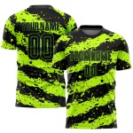 Schwarze Sublimation Custom Green Neon Jersey Fußballuniform Schwarze Sublimation Custom Green Neon Jersey Fußballuniform