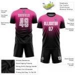 Fußballuniform Weiß-Schwarz Rosa Fashion Fade Sublimation Custom Jersey Fußballuniform Weiß-Schwarz Rosa Fashion Fade Sublimation Custom Jersey