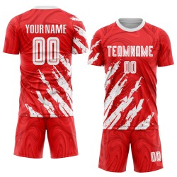 Uniform Weiß Fußball Custom Jersey Sublimation Rot Uniform Weiß Fußball Custom Jersey Sublimation Rot