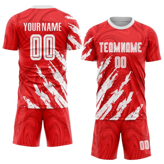 Uniform Weiß Fußball Custom Jersey Sublimation Rot Uniform Weiß Fußball Custom Jersey Sublimation Rot