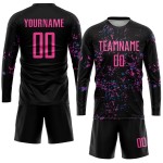 Blaue Uniform Jersey Custom Schwarz Pink-Light Fußball Sublimation Blaue Uniform Jersey Custom Schwarz Pink-Light Fußball Sublimation