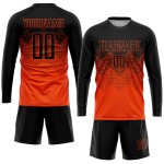 Fußballtrikot Sublimation Custom Schwarz Uniform Orange Fußballtrikot Sublimation Custom Schwarz Uniform Orange