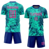 Benutzerdefinierte Teal Sublimation Pink-Royal Jersey Uniform Fußball Benutzerdefinierte Teal Sublimation Pink-Royal Jersey Uniform Fußball