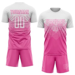Fußballuniform Weiß Benutzerdefiniertes Rosa Sublimationstrikot Fußballuniform Weiß Benutzerdefiniertes Rosa Sublimationstrikot