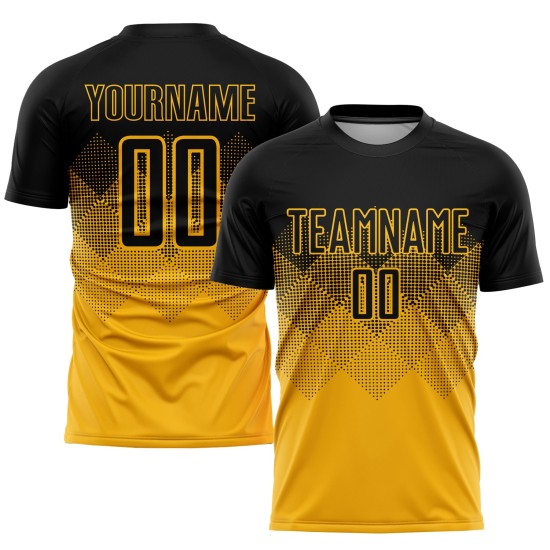 Uniform Sublimation Custom Gold Schwarz Fußballtrikot Uniform Sublimation Custom Gold Schwarz Fußballtrikot