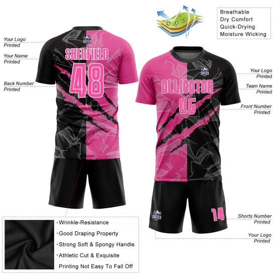 Graffiti Pink Uniform Jersey Schwarz-Weiß Kratzmuster Sublimation Fußball Custom Graffiti Pink Uniform Jersey Schwarz-Weiß Kratzmuster Sublimation Fußball Custom