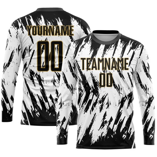 Gold Schwarz-Alt Weiß Custom Fußball Sublimation Jersey Uniform Gold Schwarz-Alt Weiß Custom Fußball Sublimation Jersey Uniform