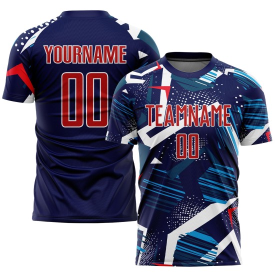 Rot-Weiß Fußballuniform Sublimation Custom Jersey Navy Rot-Weiß Fußballuniform Sublimation Custom Jersey Navy