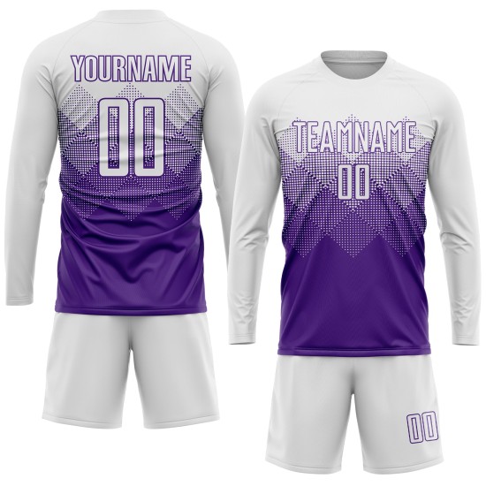 Weiße Uniform Sublimation Fußball Lila Custom Jersey Weiße Uniform Sublimation Fußball Lila Custom Jersey