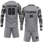 Fußball-Trikot in Schwarz-Camouflage-Uniform, Sublimation, benutzerdefiniertes graues Trikot Fußball-Trikot in Schwarz-Camouflage-Uniform, Sublimation, benutzerdefiniertes graues Trikot