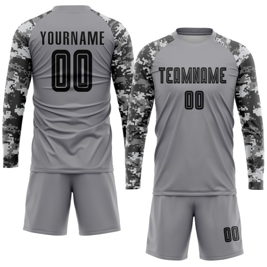 Fußball-Trikot in Schwarz-Camouflage-Uniform, Sublimation, benutzerdefiniertes graues Trikot Fußball-Trikot in Schwarz-Camouflage-Uniform, Sublimation, benutzerdefiniertes graues Trikot