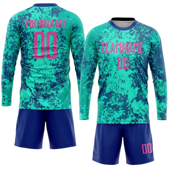 Benutzerdefinierte Teal Sublimation Pink-Royal Jersey Uniform Fußball Benutzerdefinierte Teal Sublimation Pink-Royal Jersey Uniform Fußball