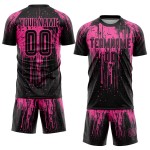 Rosa Sublimation Schwarzes Trikot Fußballuniform Custom Rosa Sublimation Schwarzes Trikot Fußballuniform Custom