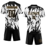 Gold Schwarz-Alt Weiß Custom Fußball Sublimation Jersey Uniform Gold Schwarz-Alt Weiß Custom Fußball Sublimation Jersey Uniform