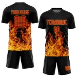 Sublimation Custom Flame Rot-Gold Trikot Uniform Fußball Schwarz Sublimation Custom Flame Rot-Gold Trikot Uniform Fußball Schwarz