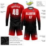 Fußball Weiß-Schwarz Lange Verblassen Rot Jersey Custom Sublimation Hülse Uniform Mode Fußball Weiß-Schwarz Lange Verblassen Rot Jersey Custom Sublimation Hülse Uniform Mode