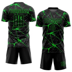 Sublimation Fußball Neon Custom Jersey Schwarz Uniform Grün Sublimation Fußball Neon Custom Jersey Schwarz Uniform Grün