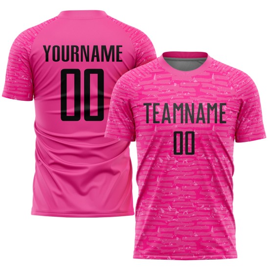 Benutzerdefiniertes Trikot Rosa Fußball Schwarz Sublimation Uniform Benutzerdefiniertes Trikot Rosa Fußball Schwarz Sublimation Uniform