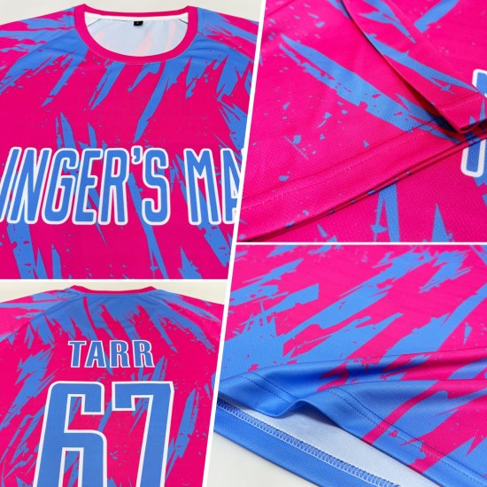 Trikot Custom Uniform Light Soccer Blau-Weiß Rosa Sublimation Trikot Custom Uniform Light Soccer Blau-Weiß Rosa Sublimation