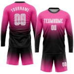 Jersey Uniform Sublimation Fußball Weiß-Schwarz Rosa Lange Custom Sleeve Fade Fashion Jersey Uniform Sublimation Fußball Weiß-Schwarz Rosa Lange Custom Sleeve Fade Fashion