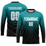 Benutzerdefinierte Teal Fußball Uniform Jersey Weiß-Schwarz Mode Sublimation Benutzerdefinierte Teal Fußball Uniform Jersey Weiß-Schwarz Mode Sublimation