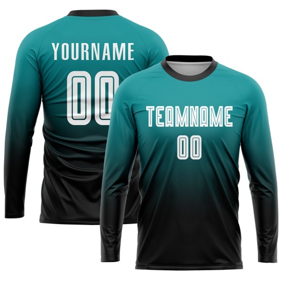 Benutzerdefinierte Teal Fußball Uniform Jersey Weiß-Schwarz Mode Sublimation Benutzerdefinierte Teal Fußball Uniform Jersey Weiß-Schwarz Mode Sublimation