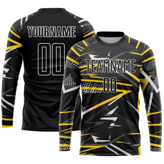 Sublimation Schwarz-Gold Custom Schwarzes Fußballtrikot Sublimation Schwarz-Gold Custom Schwarzes Fußballtrikot
