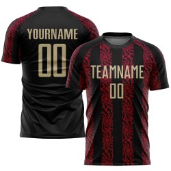Gold-Rotes Trikot, benutzerdefinierte Sublimationsuniform, schwarzes Vegas Soccer Gold-Rotes Trikot, benutzerdefinierte Sublimationsuniform, schwarzes Vegas Soccer